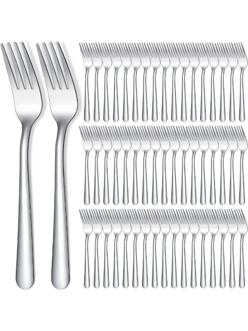 200 Pcs Stainless Steel Dinner Forks Set - 8 Inch Heavy-Duty Metal Cutlery